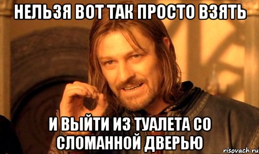 нельзя вот так просто взять и выйти из туалета со сломанной дверью, Мем Нельзя просто так взять и (Боромир мем)