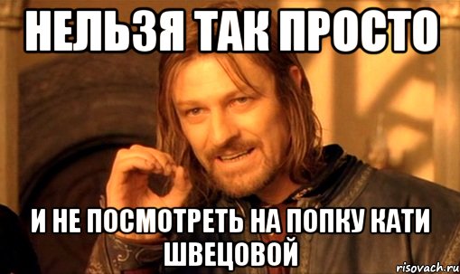 Нельзя так просто И не посмотреть на попку Кати Швецовой, Мем Нельзя просто так взять и (Боромир мем)