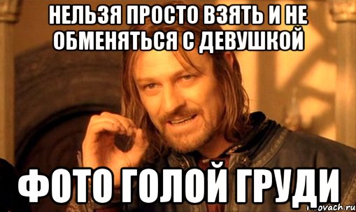 нельзя просто взять и не обменяться с девушкой фото голой груди, Мем Нельзя просто так взять и (Боромир мем)