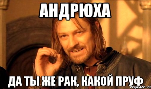 АНДРЮХА ДА ТЫ ЖЕ РАК, КАКОЙ ПРУФ, Мем Нельзя просто так взять и (Боромир мем)