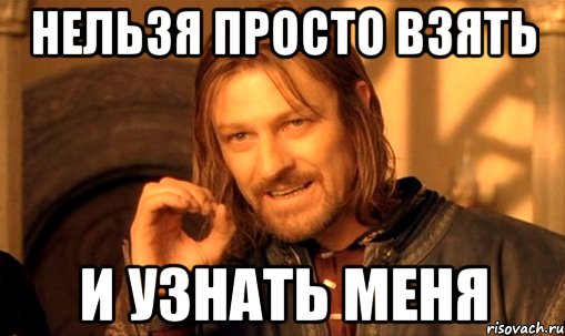 нельзя просто взять и узнать меня, Мем Нельзя просто так взять и (Боромир мем)