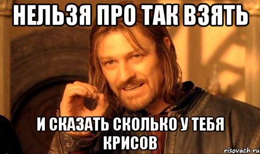 Нельзя про так взять И сказать сколько у тебя крисов, Мем Нельзя просто так взять и (Боромир мем)