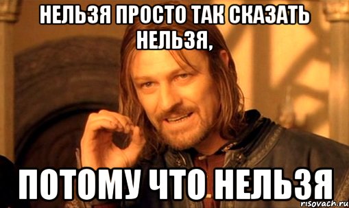нельзя просто так сказать нельзя, потому что нельзя, Мем Нельзя просто так взять и (Боромир мем)