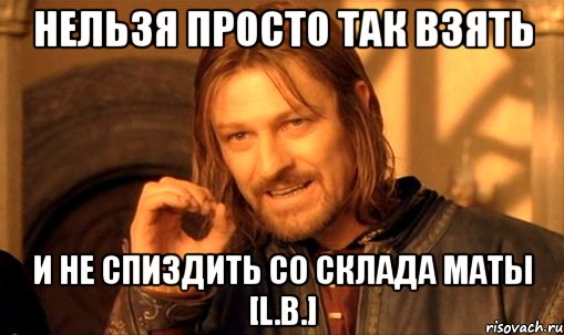нельзя просто так взять и не спиздить со склада маты [L.B.], Мем Нельзя просто так взять и (Боромир мем)
