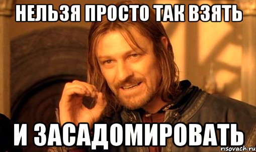 НЕЛЬЗЯ ПРОСТО ТАК ВЗЯТЬ И ЗАСАДОМИРОВАТЬ, Мем Нельзя просто так взять и (Боромир мем)