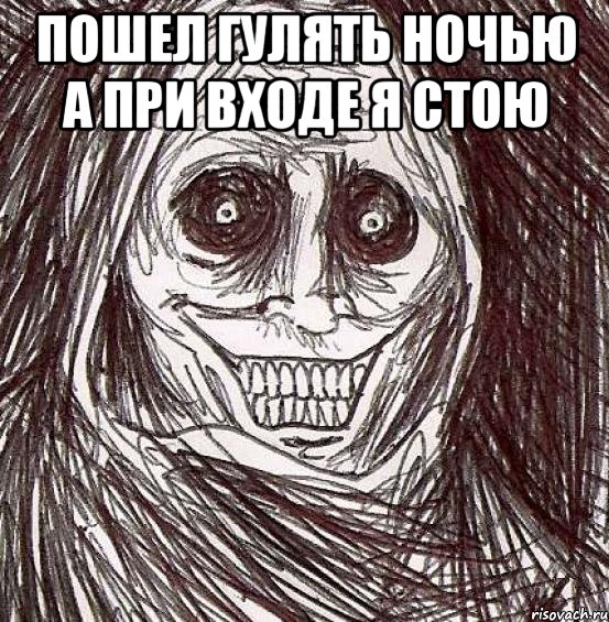 Пошел гулять ночью а при входе я стою 