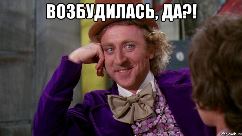 Возбудилась, да?! , Мем Ну давай расскажи (Вилли Вонка)