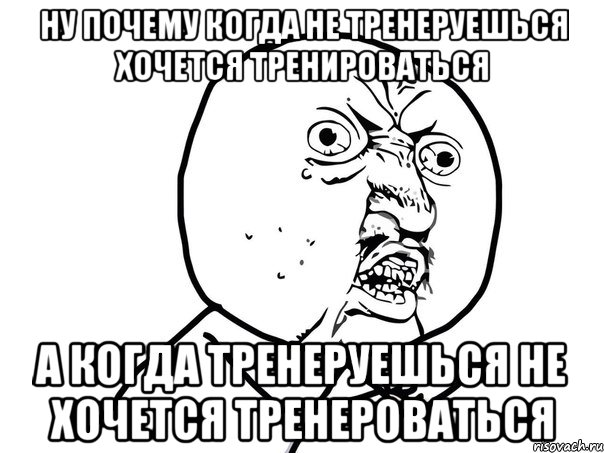 ну почему когда не тренеруешься хочется тренироваться а когда тренеруешься не хочется тренероваться, Мем Ну почему (белый фон)