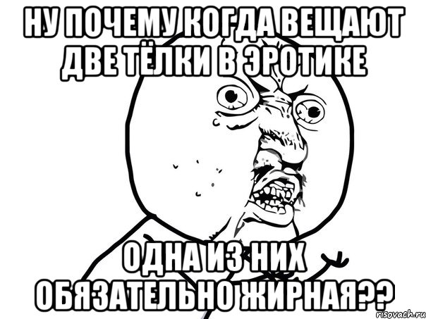 ну почему когда вещают две тёлки в эротике одна из них обязательно жирная??, Мем Ну почему (белый фон)