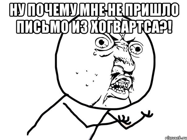 Ну почему мне не пришло письмо из Хогвартса?! , Мем Ну почему (белый фон)