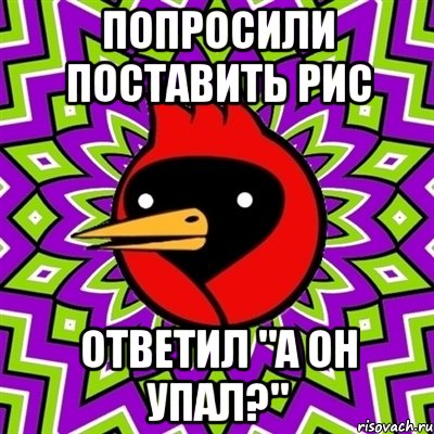 попросили поставить рис ответил "а он упал?", Мем Омская птица