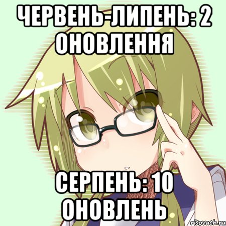 червень-липень: 2 оновлення серпень: 10 оновлень