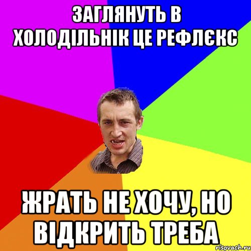 ЗАГЛЯНУТЬ В ХОЛОДІЛЬНІК ЦЕ РЕФЛЄКС ЖРАТЬ НЕ ХОЧУ, НО ВІДКРИТЬ ТРЕБА, Мем Чоткий паца
