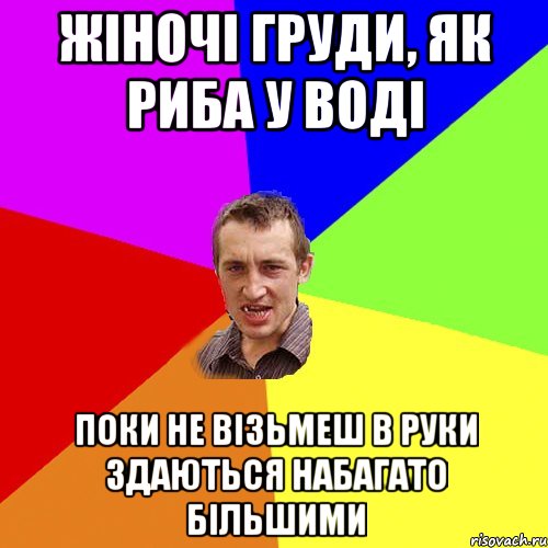 Жіночі груди, як риба у воді поки не візьмеш в руки здаються набагато більшими, Мем Чоткий паца