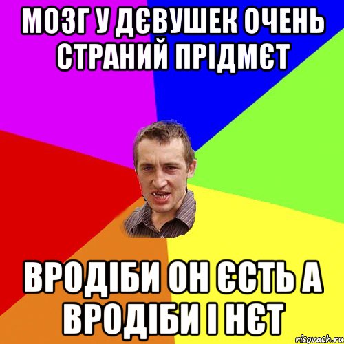 мозг у дєвушек очень страний прідмєт вродіби он єсть а вродіби і нєт, Мем Чоткий паца