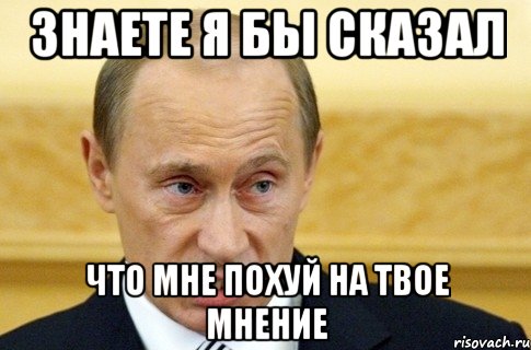 Знаете я бы сказал Что мне похуй на твое мнение, Мем путин