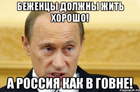 Беженцы должны жить хорошо! А россия как в говне!, Мем путин