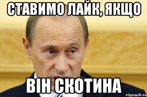 ставимо лайк, якщо він скотина, Мем путин