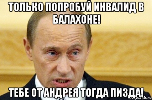 только попробуй инвалид в балахоне! тебе от Андрея тогда пизда!, Мем путин