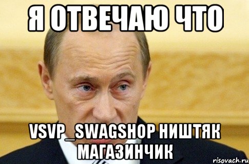 Я отвечаю что Vsvp_swagshop ништяк магазинчик, Мем путин