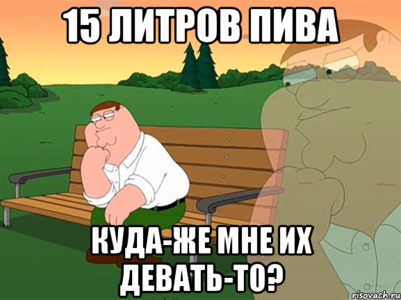 15 литров пива куда-же мне их девать-то?, Мем Задумчивый Гриффин