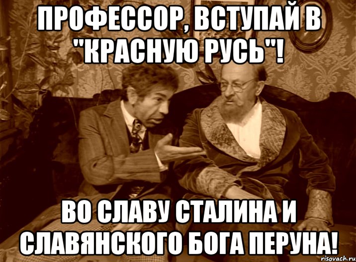 Профессор, вступай в "Красную Русь"! Во славу Сталина и славянского бога Перуна!, Мем шариков