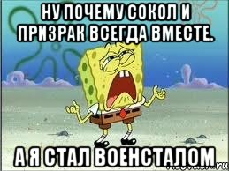 ну почему Сокол и Призрак всегда вместе. А я стал военсталом, Мем Спанч Боб плачет