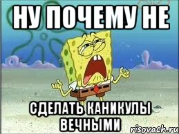 НУ ПОЧЕМУ НЕ СДЕЛАТЬ КАНИКУЛЫ ВЕЧНЫМИ, Мем Спанч Боб плачет