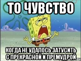 То чувство Когда не удалось затусить с прекрасной и премудрой, Мем Спанч Боб плачет