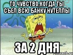 то чувство,когда ты съел всю банку нутеллы за 2 дня, Мем Спанч Боб плачет