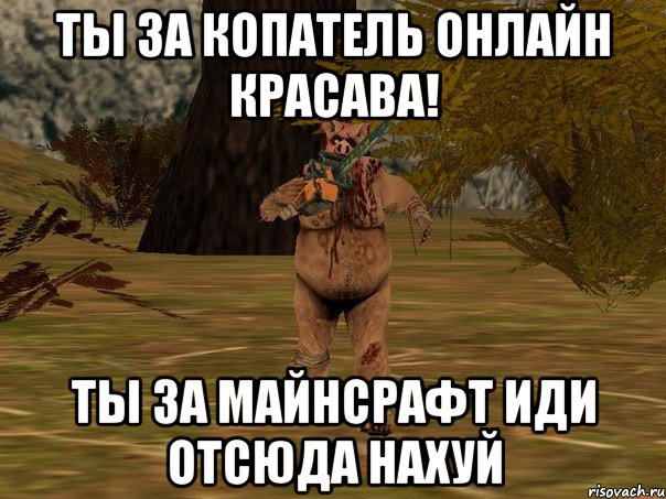 ты за копатель онлайн красава! ты за майнсрафт иди отсюда нахуй