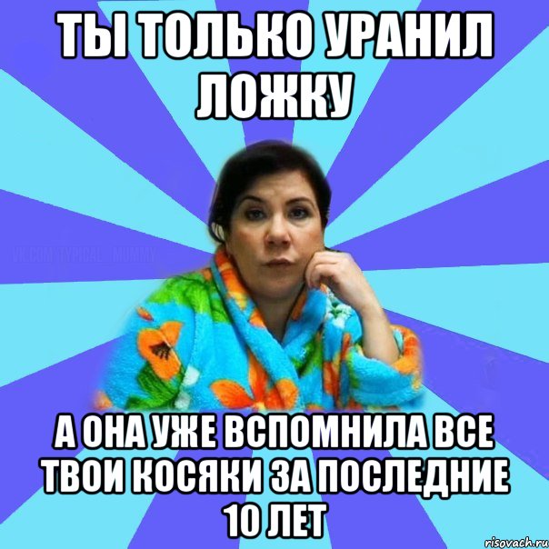 Ты только уранил ложку А она уже вспомнила все твои косяки за последние 10 лет, Мем типичная мама