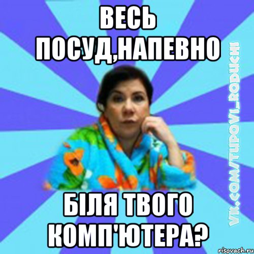 весь посуд,напевно біля твого комп'ютера?, Мем Типова мама