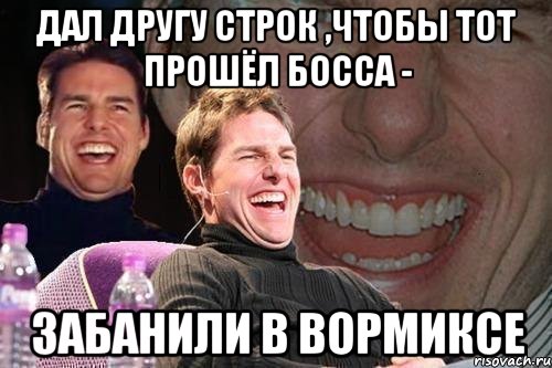 Дал другу строк ,чтобы тот прошёл босса - забанили в Вормиксе, Мем том круз