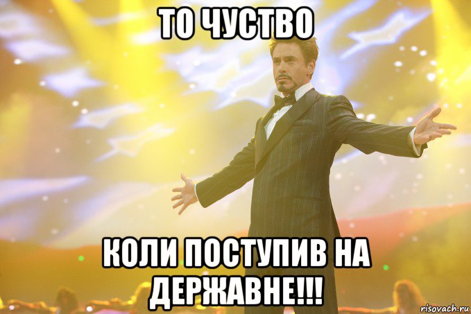 То чуство коли поступив на державне!!!, Мем Тони Старк (Роберт Дауни младший)