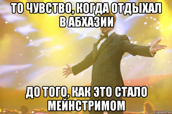 То чувство, когда отдыхал в Абхазии До того, как это стало мейнстримом, Мем Тони Старк (Роберт Дауни младший)