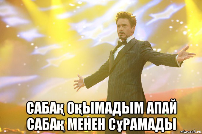  сабақ оқымадым апай сабақ менен сұрамады, Мем Тони Старк (Роберт Дауни младший)