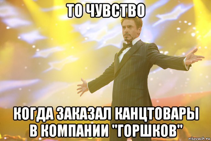 то чувство когда заказал канцтовары в компании "горшков", Мем Тони Старк (Роберт Дауни младший)