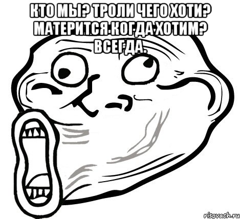 Кто мы? троли чего хоти? матерится когда хотим? всегда. , Мем  Trollface LOL