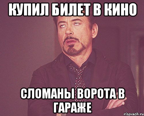 Купил билет в кино Сломаны ворота в гараже, Мем твое выражение лица