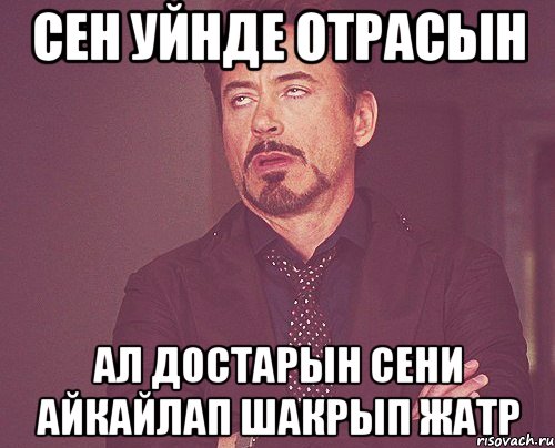 Сен уйнде отрасын Ал достарын сени айкайлап шакрып жатр, Мем твое выражение лица