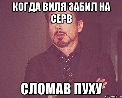 Когда Виля забил на серв сломав пуху, Мем твое выражение лица