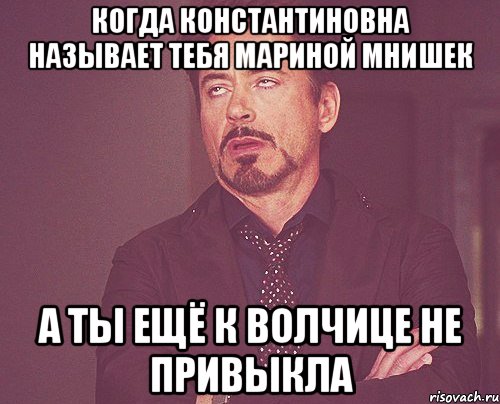 когда Константиновна называет тебя Мариной Мнишек а ты ещё к волчице не привыкла, Мем твое выражение лица