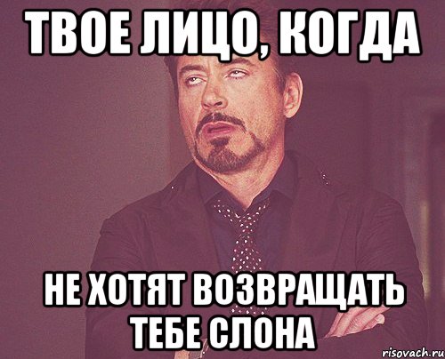 Твое лицо, когда Не хотят возвращать тебе слона, Мем твое выражение лица