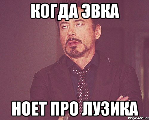 Когда Эвка ноет про лузика, Мем твое выражение лица