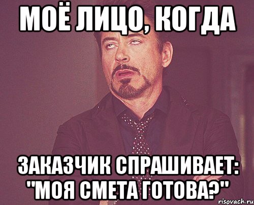 Моё лицо, когда заказчик спрашивает: "Моя смета готова?", Мем твое выражение лица