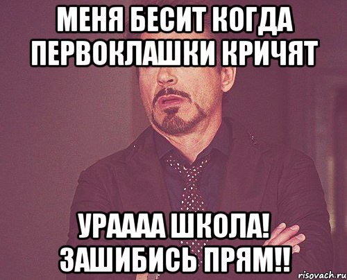 меня бесит когда первоклашки кричят Ураааа школа! зашибись прям!!, Мем твое выражение лица