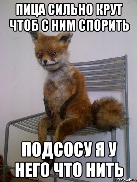 пица сильно крут чтоб с ним спорить подсосу я у него что нить, Мем Упоротая лиса