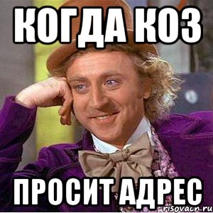 когда коЗ просит адрес, Мем Ну давай расскажи (Вилли Вонка)