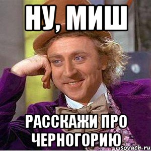 Ну, Миш Расскажи про Черногорию, Мем Ну давай расскажи (Вилли Вонка)